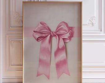 Impression d'art murale rose coquette nœud papillon