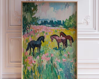 Pink Horse Print | Horse Art Print | Girl Horse Print Wall Art | Watercolor Horse Room Decor | Horse Poster | Horse Print for Girls Room