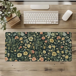 Sage Green Desk Mat | Floral Desk Mat | Cottagecore Desk Mat | Boho Deskpad | Cute Desk Mat | Cute Desk Pad | Victorian Neoprene Desk Pad