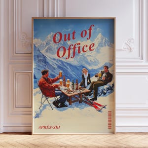 Vintage Apres Ski Print | Retro Apres Ski Wall Art | Vintage Bar Cart Print | Ski Poster | Mountain Ski Print | Winter Scene Ski Art Print