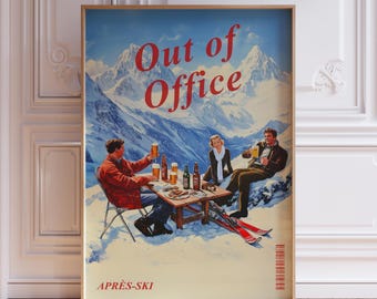Vintage Apres Ski Print | Retro Apres Ski Wall Art | Vintage Bar Cart Print | Ski Poster | Mountain Ski Print | Winter Scene Ski Art Print