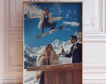Plakat Apres Ski | Retro wydruk Apres Ski do baru | Plakat retro na narty | Grafika ścienna Apres Ski | Grafika Apres Ski | Plakat vintage na narty