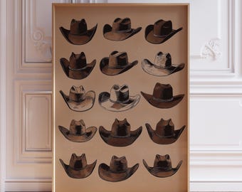 Southwestern Art Print | Cowboy Art Print | Western Art Print | Southwestern Wall Art | Cowboy Hats Poster Wall Art | Cowboy Hat Wall Art