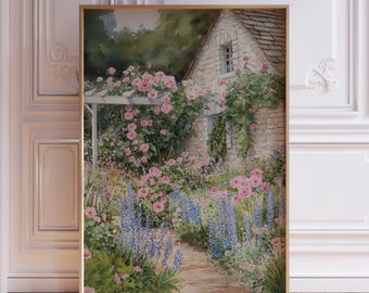 Impresión artística de pared con flores rosas