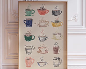Retro Coffee Poster | Kitchen Coffee Art Print | Vintage Coffee Poster | Coffee Art Print | Kitchen Art Print | Coffee Art Kitchen Print