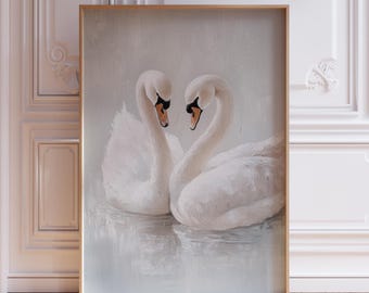Vintage White Swan Wall Art Print