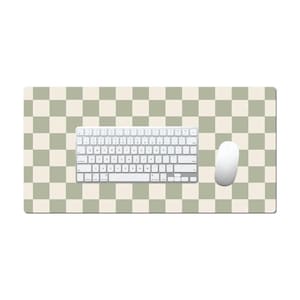 Alfombrilla de escritorio verde salvia / Alfombrilla de escritorio verde retro / Alfombrilla de escritorio geométrica bonita / Alfombrilla de teclado verde salvia estampada / Alfombrilla de computadora de escritorio a cuadros