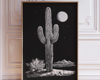 Black and White Desert Wall Art Print