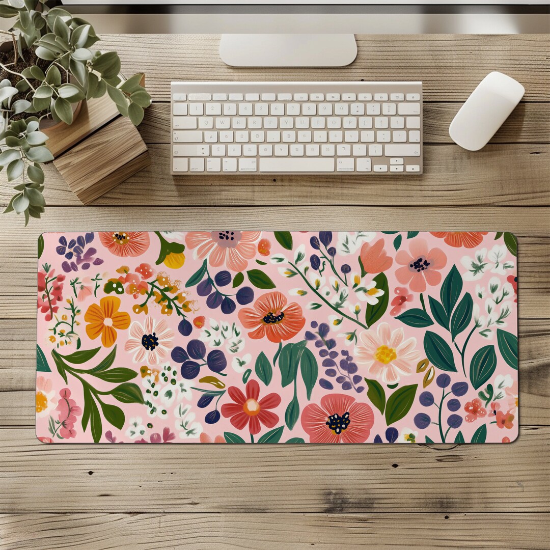 Floral Desk Mat | Cute Desk Pad | Pink Desk Pad | Flower Computer Mat ...