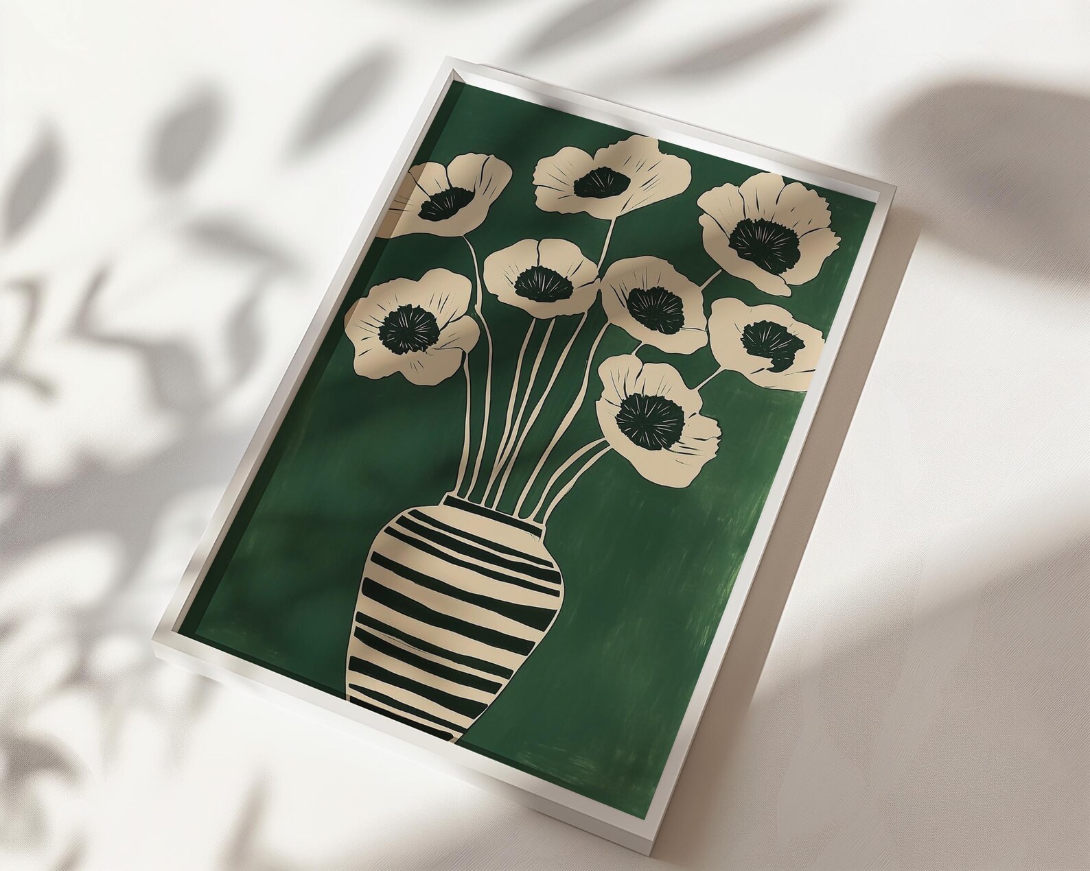 Abstract Green Floral Print | Dark Green Floral Wall Art | Matisse ...
