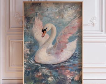 Vintage Swan Wall Art Print