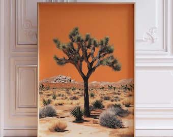 Retro Joshua Tree Wall Art Print