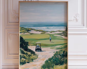 Decoración de pared de golf para hombres / Lámina de paisaje de golf / Lámina de golf en acuarela / Póster de campo de golf en acuarela / Lámina de golf para oficina