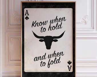 Western Playing Card Art Print | Trendy Vintage Cowboy Playing Card Print | Rustic Western Playing Card Print | Southwestern Wall Art