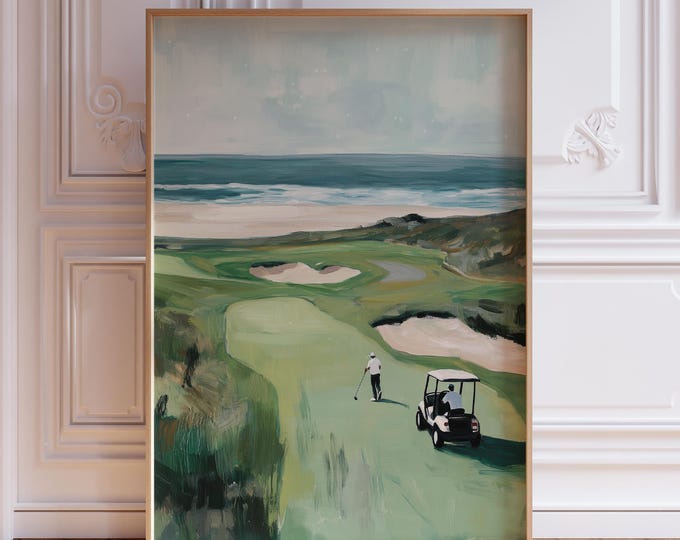 Golf Wall Art for Men | Watercolor Golf Print | Golf Office Golfing Poster | Golf Art Print | Watercolor Golf Course | Golf Landscape Print