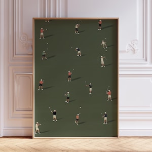 Impresión de pequeños golfistas / Impresión minimalista de golf / Arte mural de golf Impresión abstracta de golf / Arte mural de golf para hombres / Impresión de minigolfistas para oficina de golf