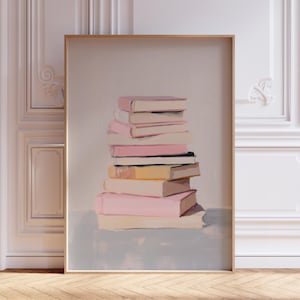 Stapel Bücher Wand Kunst | Bibliothek Bücher Wandkunst | Rosa Bücher Kinderzimmer Wand Kunst | Leseecke Bücher Poster | Aquarell Bücherstapel Poster