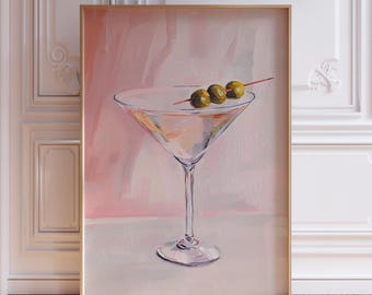 Pink Martini Print | Pink Martini Poster | Dirty Martini Wall Art | Dirty Martini Art Print | Dirty Martini Wall Print | Pink Cocktail Print
