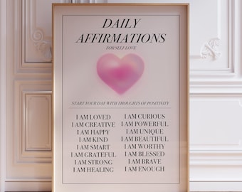 Pink Self Love Daily Affirmation Print