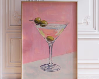 Pink Martini Print | Pink Martini Poster | Dirty Martini Wall Art | Dirty Martini Art Print | Dirty Martini Wall Print | Pink Cocktail Print