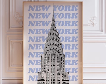 Blue New Yorker Poster | NYC Poster | NYC Skyline Art | New York Print | Ny City Poster | NYC Skyline Print | Nyc Print | New York Poster