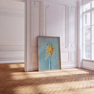 Oil painting spaghetti pasta print for kitchen wall art
