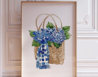 Blue Hydrangea Wall Art Print