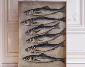 Vintage Sardine Print | Sardines Wall Art | Fisherman Aesthetic Art | Sardine Art Print | Coastal Sardine Kitchen Print | Antique Fish Print