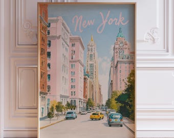 Pink Pastel Girly New York City Wall Art Print