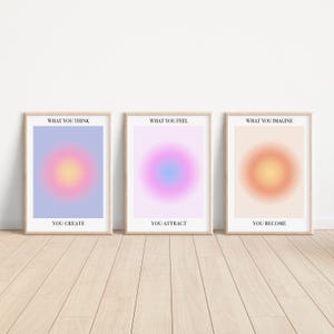 Set of 3 Aura Posters | Gradient Aura Print Set | What You Think You Become Posters | Aura Energy Prints | What You Think You Create Prints