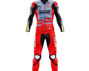 Customizable Motorbike Leather Racing Suit - Personalized Racing Gear - Alex Marquez MotoGP 2023 Team Gresini