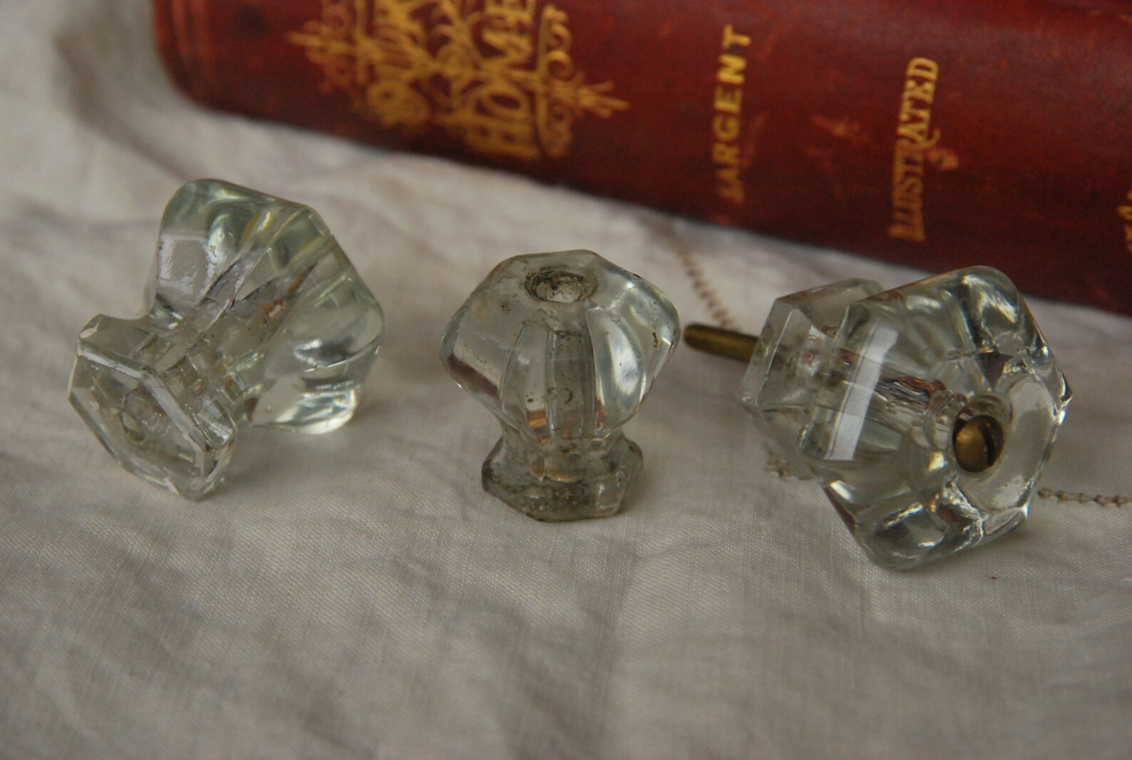 Vintage clear glass drawer pulls knobs antique Etsy