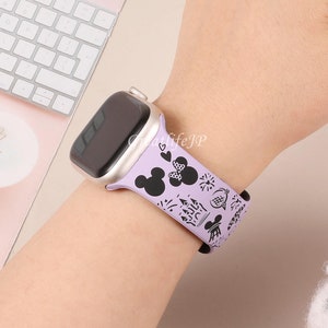 Customizable Laser Engraved Silicone Apple Watch Band for Women, Fun Cartoon Design, Fits Apple Watch SE, Series 10-1, Ultra, 2 Packs