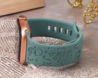Correa navideña para Apple Watch para mujer (41/38/40/42/45/44/46/49 mm), correa deportiva de silicona suave para iWatch Ultra/Series 1-10, regalo personalizable.