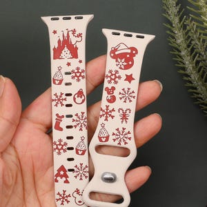 Jul Mickey Apple Watch-armband, graverat silikon iWatch-armband för Series 11 Ultra 10 9 8-1, söt julklapp för kvinnor och vänner