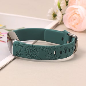 Fitbit Luxe Bands for Women,Floral Engraved Sport Strap, Dandelion Silicone Wristband for Fitbit Luxe Watch Bands/Luxe Special Edition