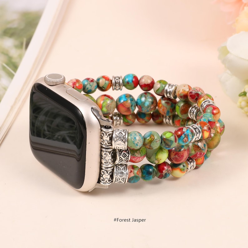 stretchy beaded apple watch bracelet for women