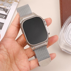 Magnetische Mesh Loop Apple Watch Band voor heren - Milanese roestvrijstalen band voor iWatch 49 mm 46 mm 45 mm 44 mm 42 mm (Serise 3), Aanpasbaar cadeau