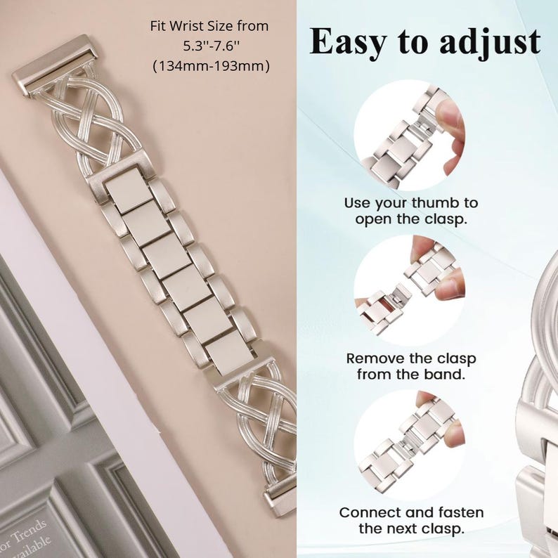 Elegant metal strap for Fitbit Versa 4 smartwatch women’s gift