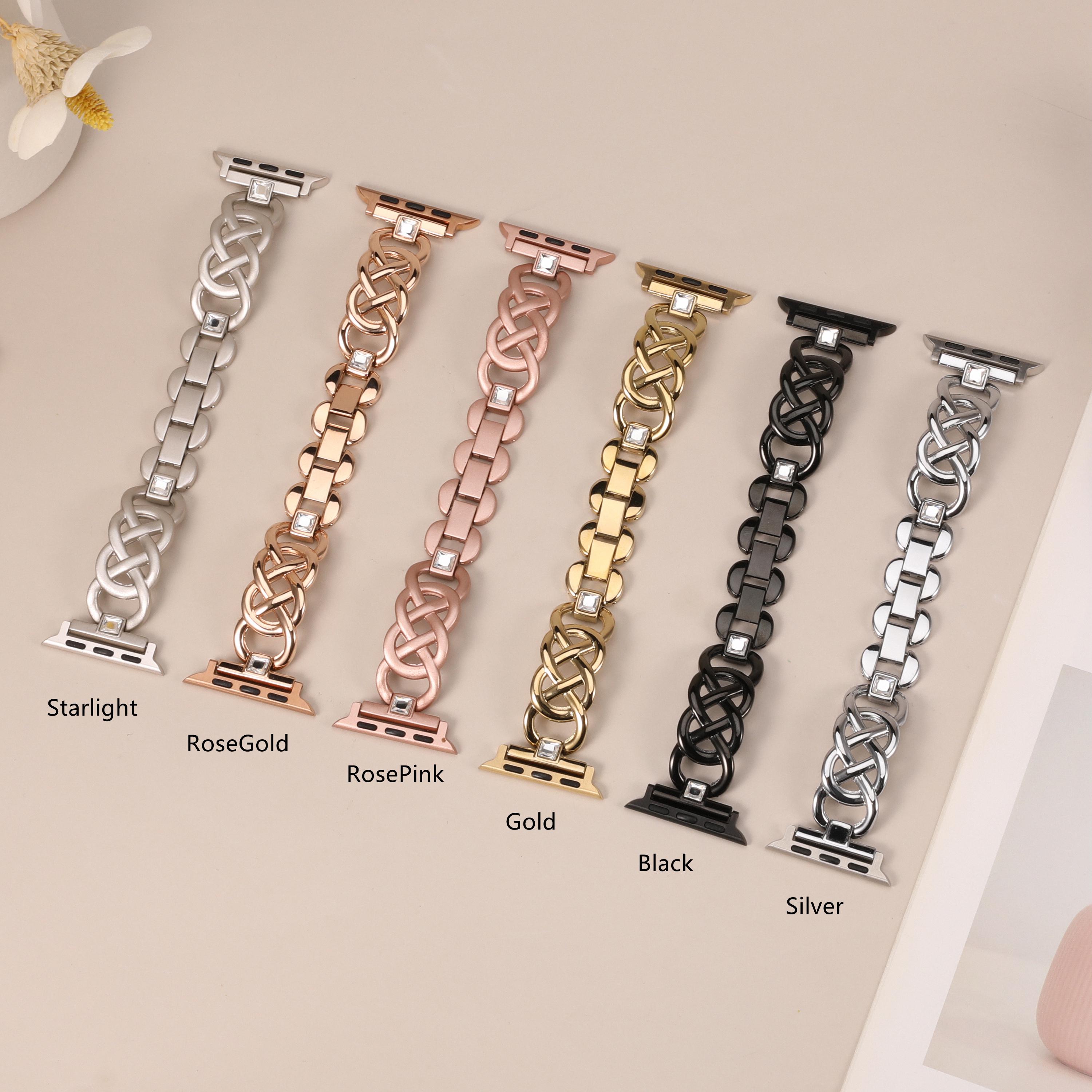 Elegant Rose Gold Apple Watch Band - Luxury Bling Metal  display picture 1