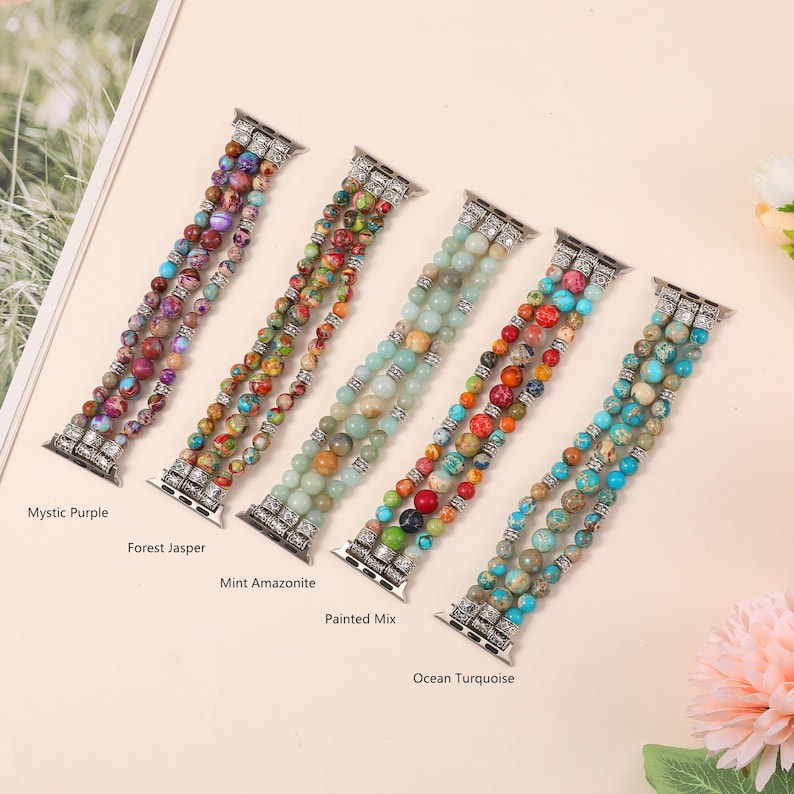 women’s gemstone apple watch strap close-up