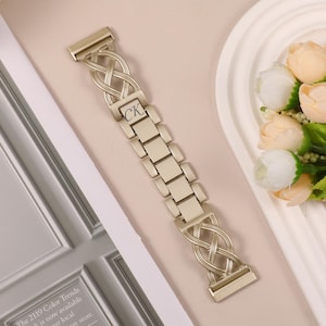 Stainless steel Fitbit Sense 2 band with Celtic knot design