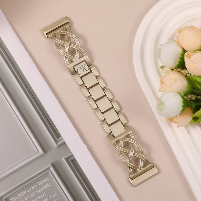 Stainless steel Fitbit Sense 2 band with Celtic knot design
