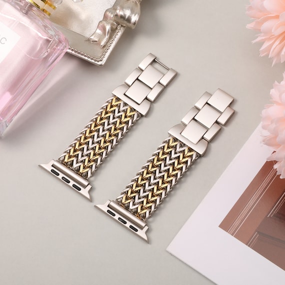 Personalised Engraved Metal Band Bracelet for Apple Watch Band 41/40/38/44/45/46/49/42mm Women, Stainless Steel Metal Chain Strap ,Gift