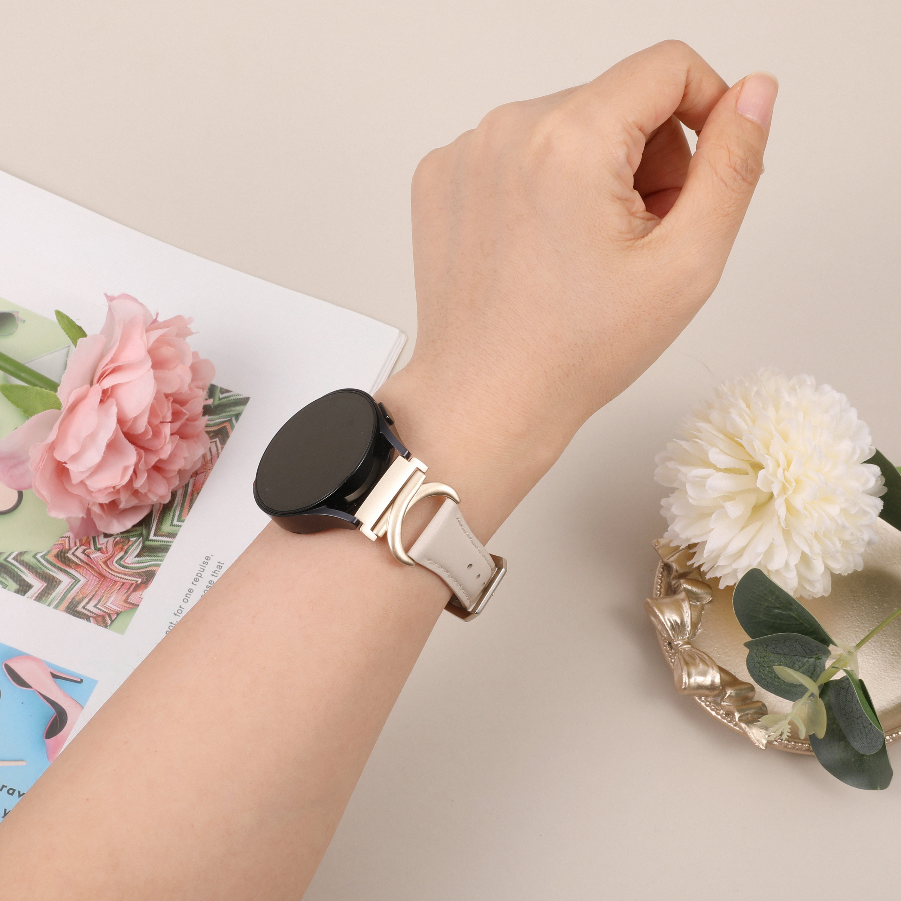 Personalized Leather Bands for Samsung Galaxy Watch 7/FE/6/5/4/Active 2 40mm 44mm/Watch 6 Classic 43mm 47mm/Watch 5 Pro 45mm,20mm Watch Band