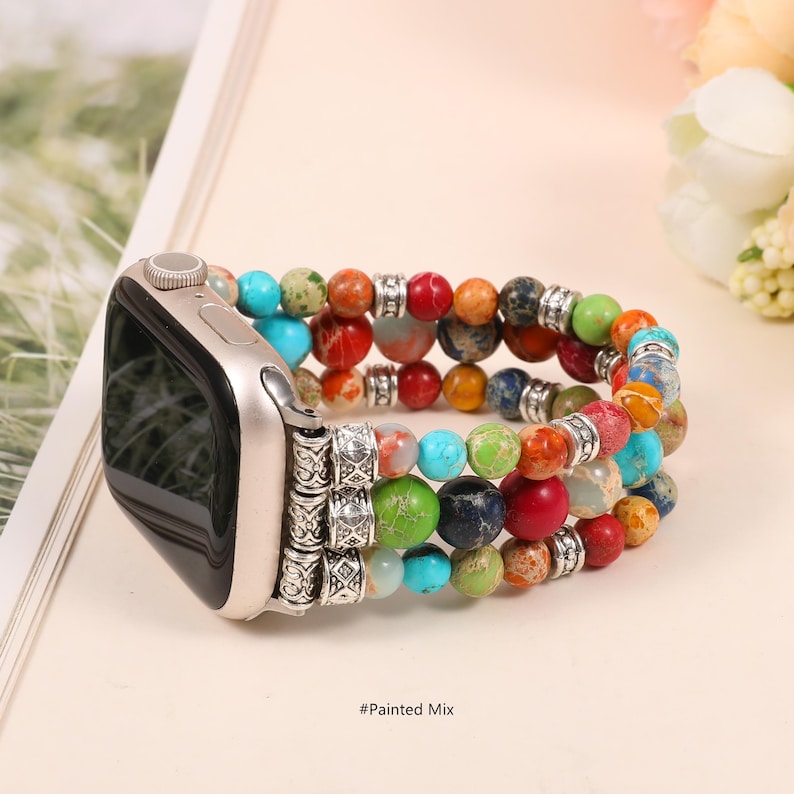 colorful gemstone iwatch band with elastic fit