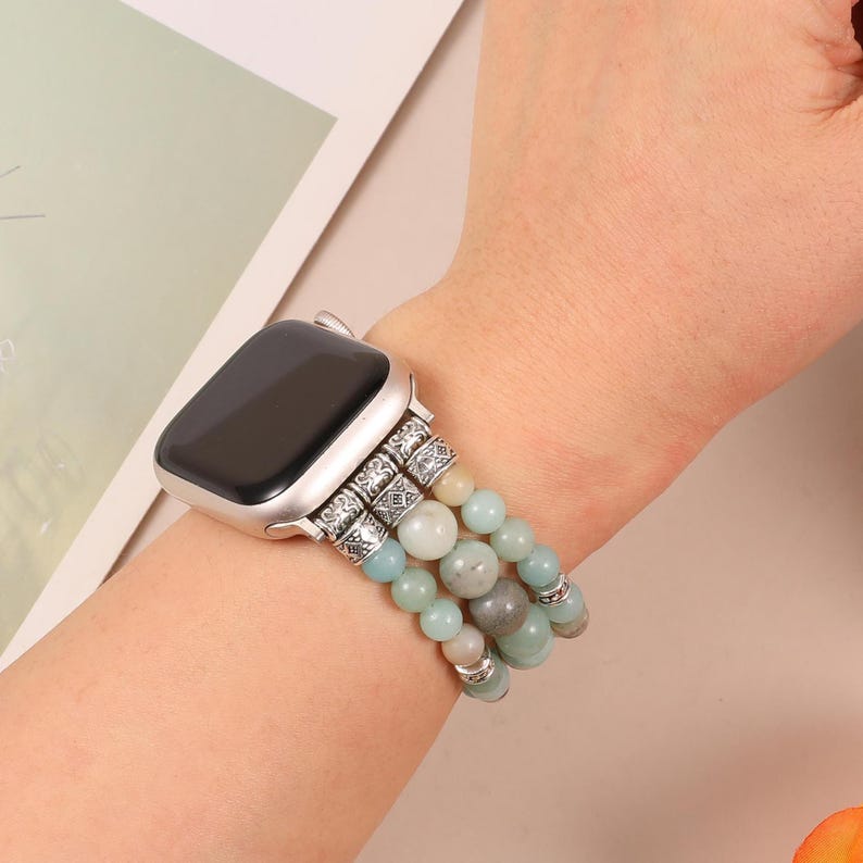 natural stone beads apple watch strap detail