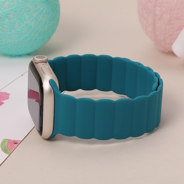 Siliconen horlogebandjes Apple Watch Band 49mm 46mm 45mm 44mm 42mm 41mm 40mm 38mm, sterke magnetische sportband voor mannen en vrouwen - Aanpasbaar cadeau