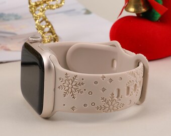 Christmas Apple Watch Band for Women, Laser Engraved Silicone Band, Personalized Gift for Apple Watch 11,10-1