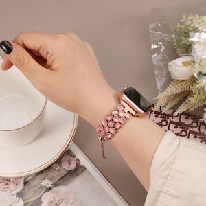 Handmade Bead Bracelet for Apple Watch Band 41/40/38/44/45/46/49/42mm Women, Stone Western Bracelet for iWatch Series 10 9 Ultra SE 8-1